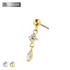 IMPLANT GRADE TITANIUM THREADLESS PUSH IN CZ ROUND AND MARQUISE DANGLE TOP PART